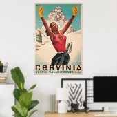 Cervinia, Breuil - Valle d'Aosta, Italië, Ski Post Poster (Thuiskantoor)