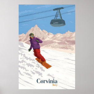 Cervinia Italië Snowboarden Reisposter Poster