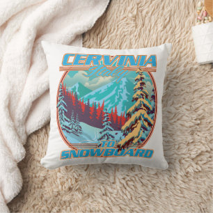 Cervinia italy Snowboarden logo Kussen