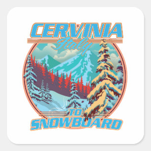 Cervinia italy Snowboarden logo Vierkante Sticker