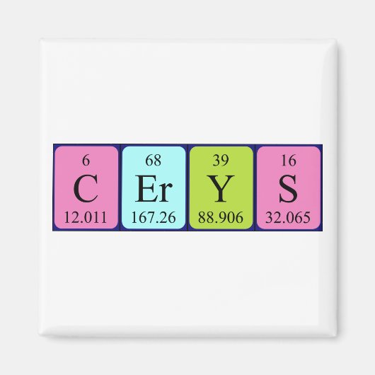 Cerys periodieke table name magnet magneet (Voorkant)