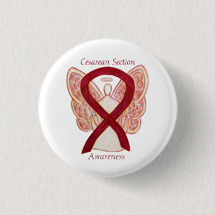 Cesarean Section Awareness Angel Ribbon Art Pin Ronde Button 3,2 Cm
