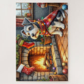 Cesky Terrier Fireplace with Christmas Lights Legpuzzel (Verticaal)