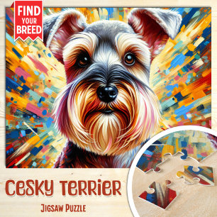 Cesky Terrier Hondenportret Acryl Kunstprint Hond Legpuzzel