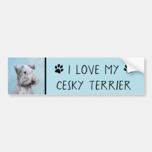 Cesky Terrier Painting - Cute Original Dog Art Bumpersticker