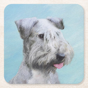 Cesky Terrier Painting - Cute Original Dog Art Vierkante Kartonnen Onderzetter