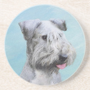Cesky Terrier Painting - Cute Original Dog Art Zandsteen Onderzetter