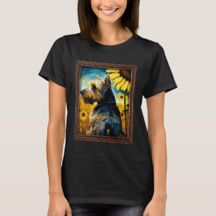 Cesky Terrier Schilderij Zonnebloem Bloem Moeder V T-shirt