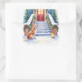 Cesky Terrier Snowy Staircase Christmas Art Vierkante Sticker (Tas)