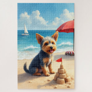 Cesky Terrier Strand Zandkasteel Scene Legpuzzel