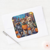 Cesky Terrier Trick-or-Treating Halloween kostuum Vierkante Sticker (Envelop)