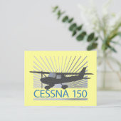 Cessna 150 vliegtuig briefkaart (Staand voorkant)