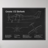 Cessna 172 Skyhawk - Blauwdruk Plannen PD Poster (Voorkant)