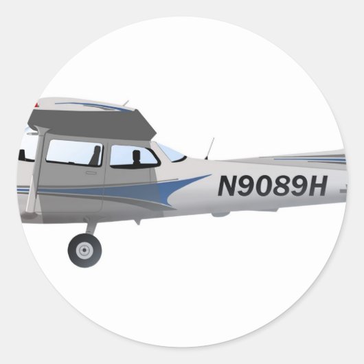 Cessna 172 Skyhawk Blue Ronde Sticker (Voorkant)