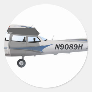 Cessna 172 Skyhawk Blue Ronde Sticker