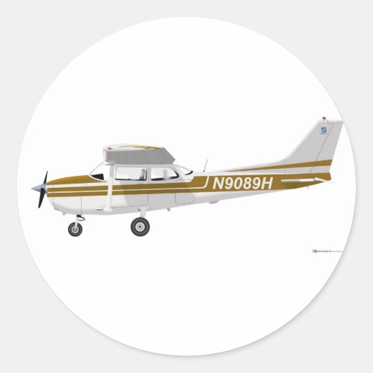 Cessna 172 Skyhawk Brown Ronde Sticker (Voorkant)