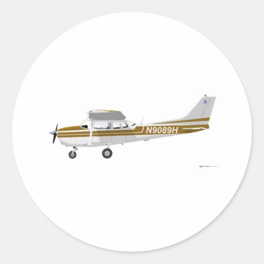Cessna 172 Skyhawk Brown Ronde Sticker (Voorkant)