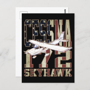 Cessna 172 Skyhawk met  Amerikaanse vlag Briefkaart