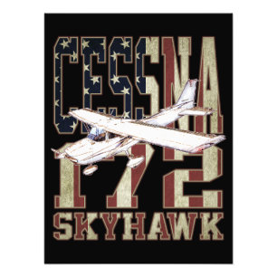 Cessna 172 Skyhawk met Amerikaanse vlag Foto Afdruk