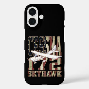 Cessna 172 Skyhawk met vintage vlag van de Verenig iPhone 16 Hoesje
