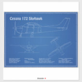 Cessna 172 Skyhawk - Vliegtuigblauwdruk Plannen AD Sticker (Vel)