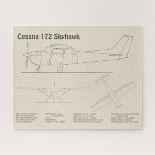 Cessna 172 Skyhawk - Vliegtuigblauwdruk Plannen SD Legpuzzel