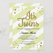 C'est des jumeaux Baby shower Invitation Jaune (Devant / Derrière)