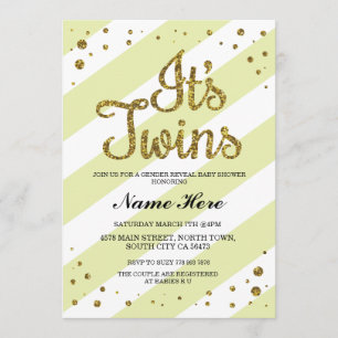 C'est des jumeaux Baby shower Invitation Jaune