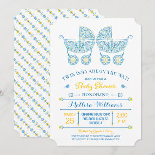 C'est des jumeaux garçons ! Invitation à la baby s