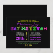 C'EST ÉLECTRIQUE ! INVITATION Bar Mitzvah à LUMIÈR (Devant / Derrière)