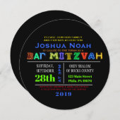 C'EST ÉLECTRIQUE ! Invitation NEON GLOW Bar Mitzva (Devant / Derrière)