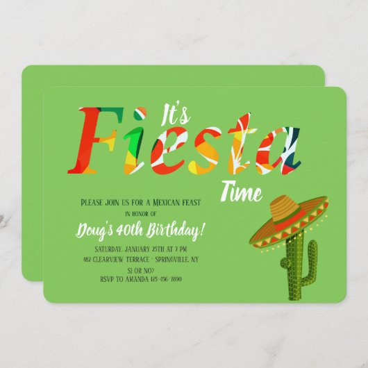 C'est Fiesta Time Invitation (Devant / Derrière)