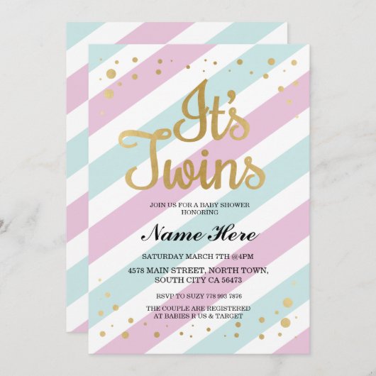 C'est invitation bleu de garçon de fille de rose (Devant / Derrière)