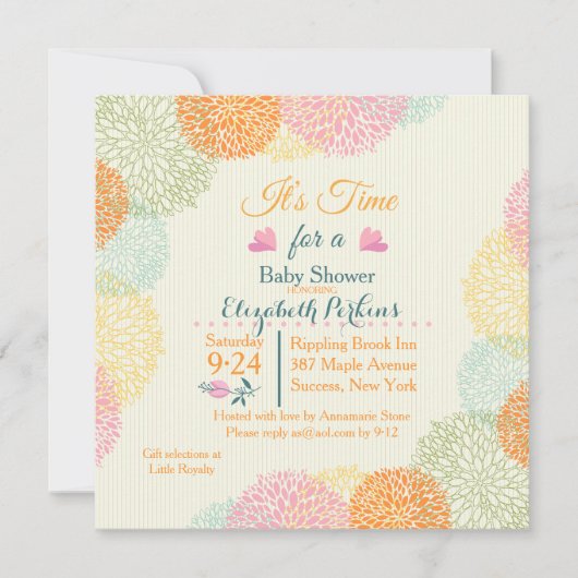C'est invitation florale de baby shower de temps (Devant)