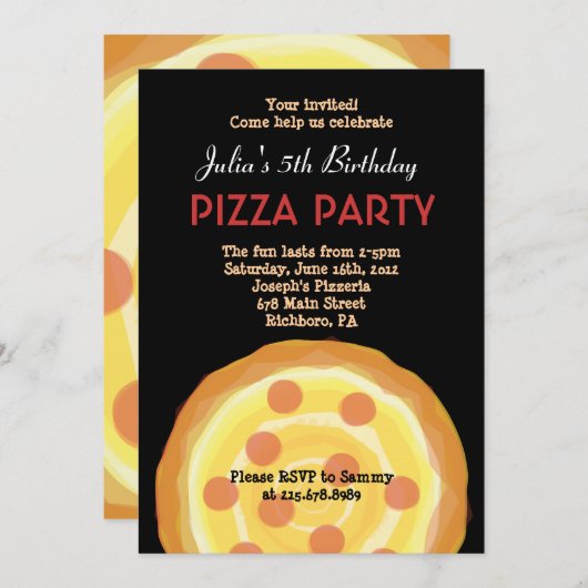 C'EST LA FÊTE DE LA PIZZA ! Bonne Invitation de fê (Devant / Derrière)