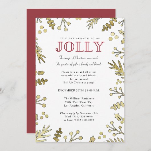 C'est la saison de Jolly Noël Invitation (Devant / Derrière)