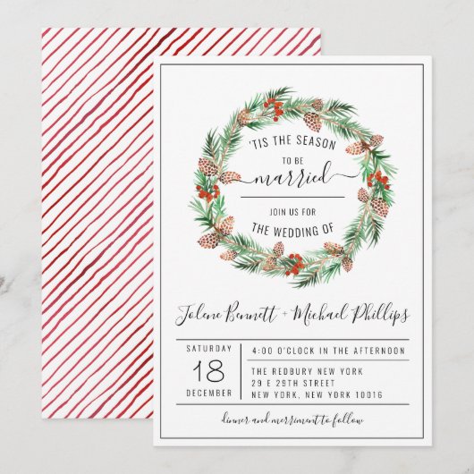 C'Est La Saison | Faire-part de mariage de Noël (Devant / Derrière)