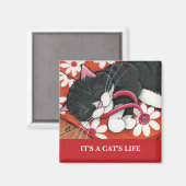 C'est la vie d'un chat | Magnet d'art de chat pers (Recto/Verso)