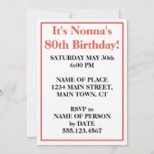 C'est le 80ème anniversaire de Nonna Invitation du (Dos)
