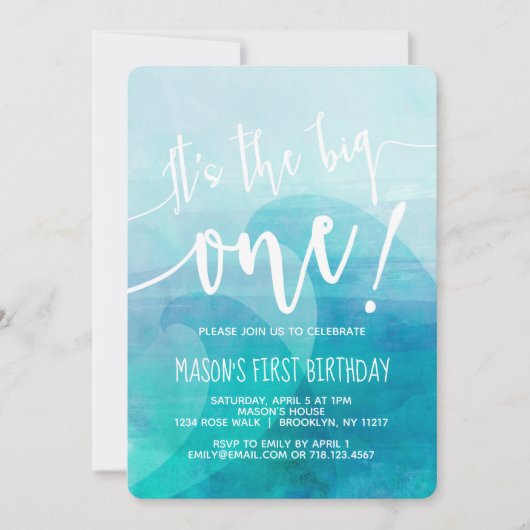 C'est le Big One Wave 1st Birthday Invitation Surf (Devant)