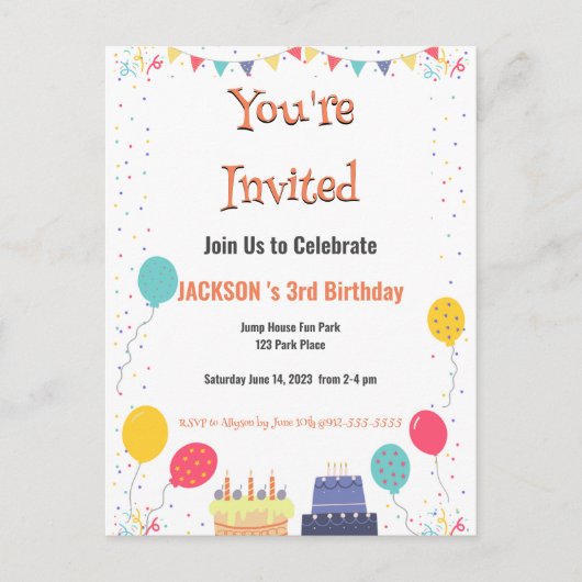 C'est le temps de la fête Invitation d'anniversair (Devant)