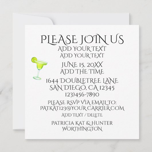 C'est l'heure de faire la fête Invitation (Dos)