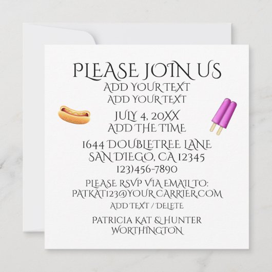 C'est l'heure de faire la fête Invitation (Dos)