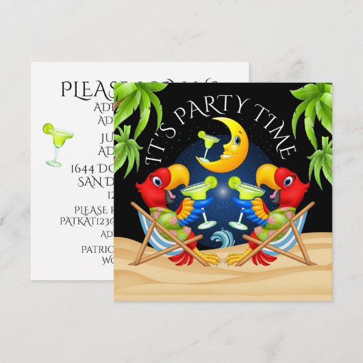 C'EST L'HEURE DE FAIRE LA FÊTE Invitation (Devant / Derrière)