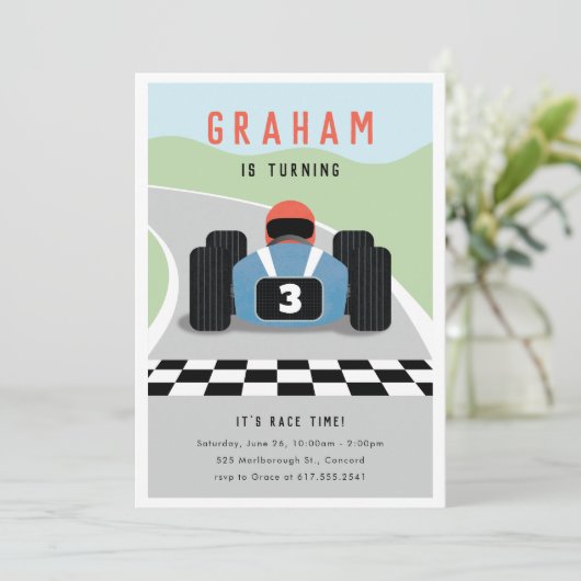 C'est l'heure de la course Anniversaire Invitation (Debout devant)