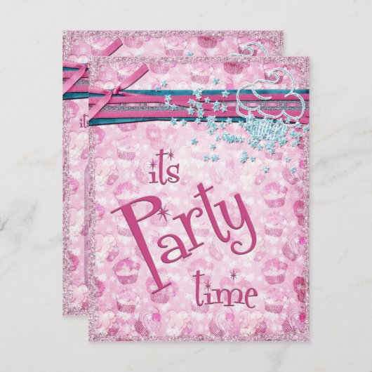 C'est l'heure de la fête, les invitations au gâtea (Devant / Derrière)