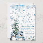 C'est l'heure de la fête Penguin invitation d'anni (Devant)