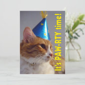 C'est l'heure de la fête pour le chat - Invitation (Debout devant)