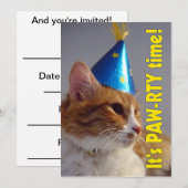 C'est l'heure de la fête pour le chat - Invitation (Devant / Derrière)