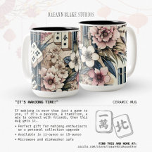 "C'est l'heure du Mahjong !" Mug en céramique flor